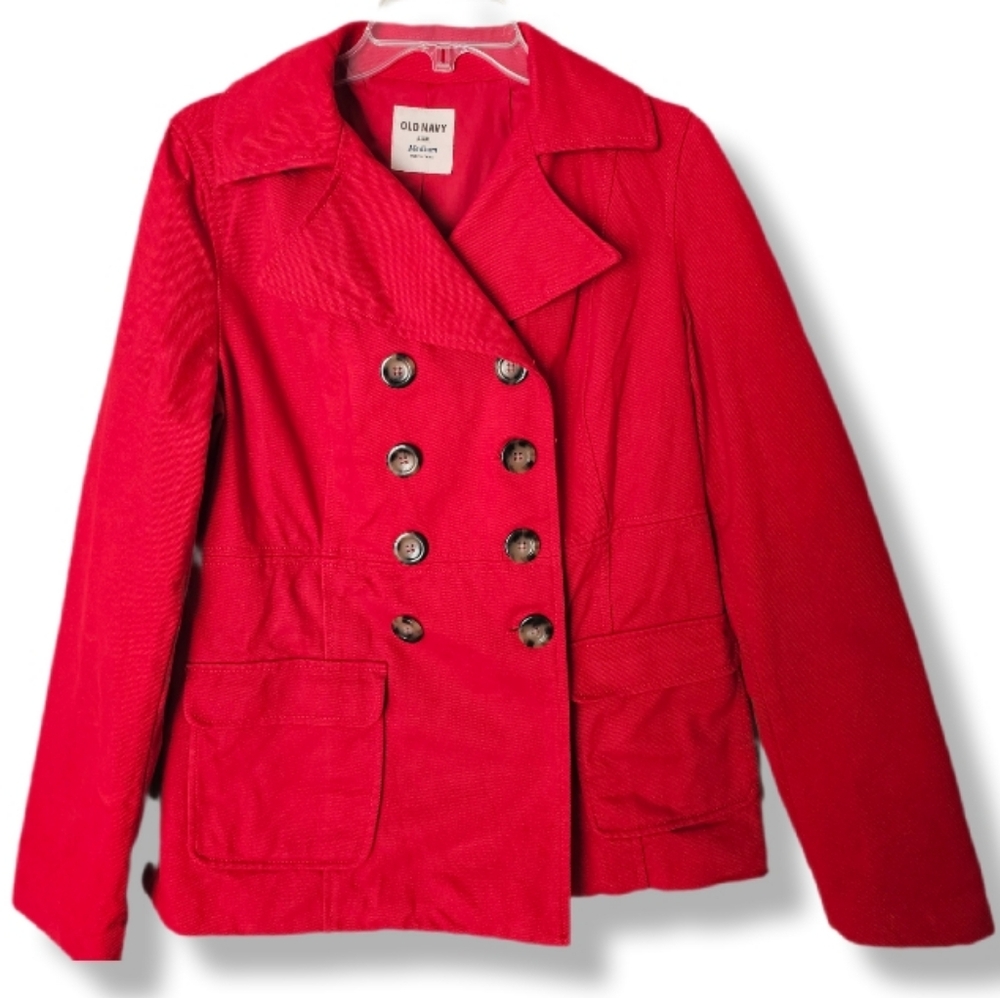 Old Navy Double Breasted Red Peacoat jacket Coat Size M Y2K Classic Timeless